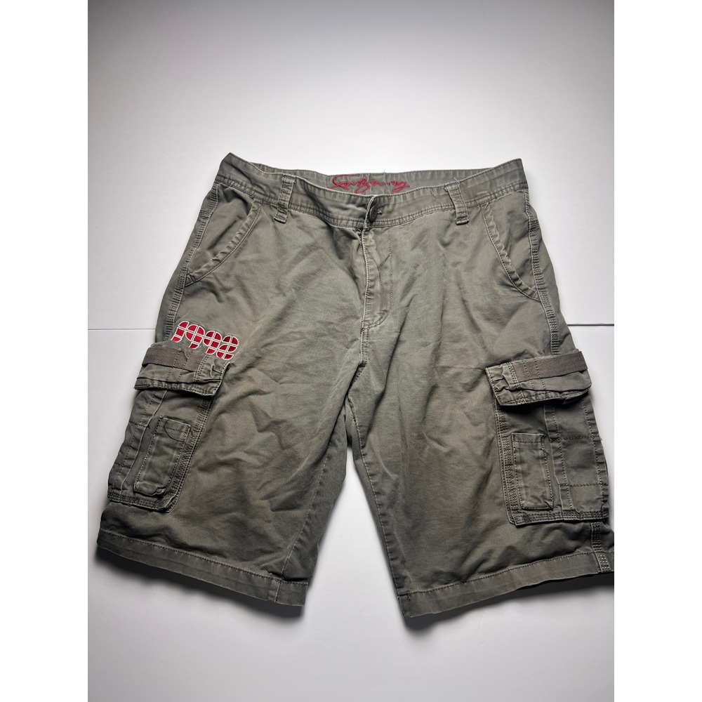 FUBU Cargo Shorts Mens 36 Green 1992 Embroidery Y2K Streetwear Baggy Utility